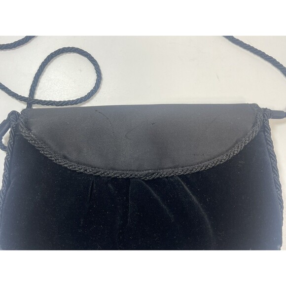 Vintage Morris Moskowitz Black Velvet Satin Shoulder Evening Bag - Picture 4 of 10